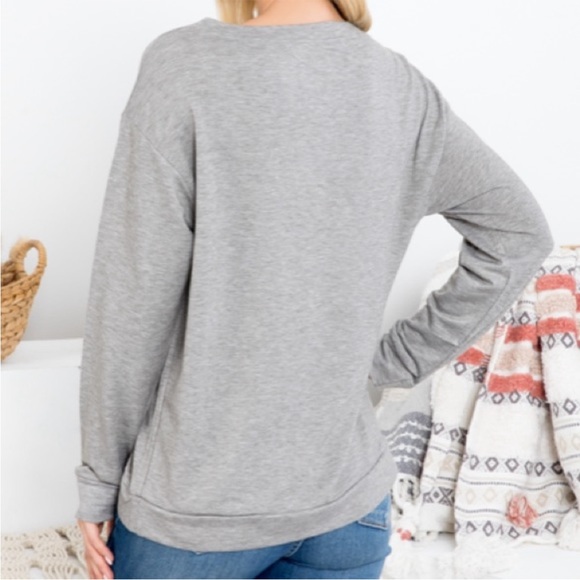 HELLO PUMPKIN Grey Long Sleeve Pullover/Top - Picture 6 of 6